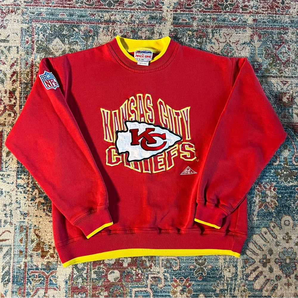 Vintage 90s Kansas City Chiefs Apex One Crewneck Sweatshirt Size: Large